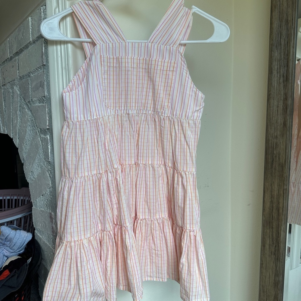 Vintage Striped Kids Dress - Pink and White